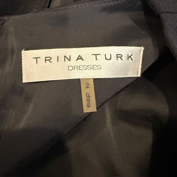 Trina Turk Blake Dress Gold Studded Black Crepe Mini Sheath Sleeveless Size 2 - Picture 7 of 15